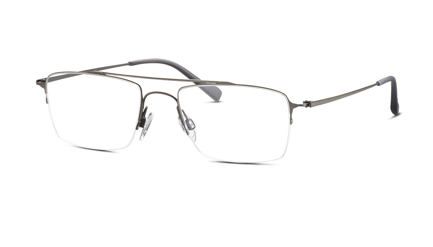 Das Bild zeigt die rechteckige Brille TITANflex 820796 305219 für Herren von der Marke TITANflex in dunkelgrau matt seitlich